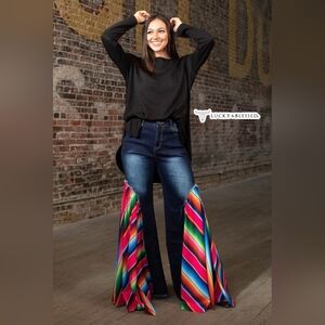 LUCKY & BLESSED Multicolor Flare Jeans - 8